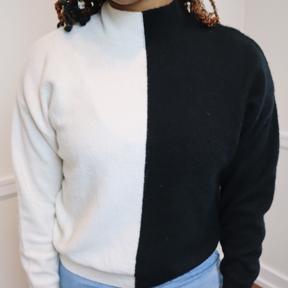 Half & Half Black and White Sweater
